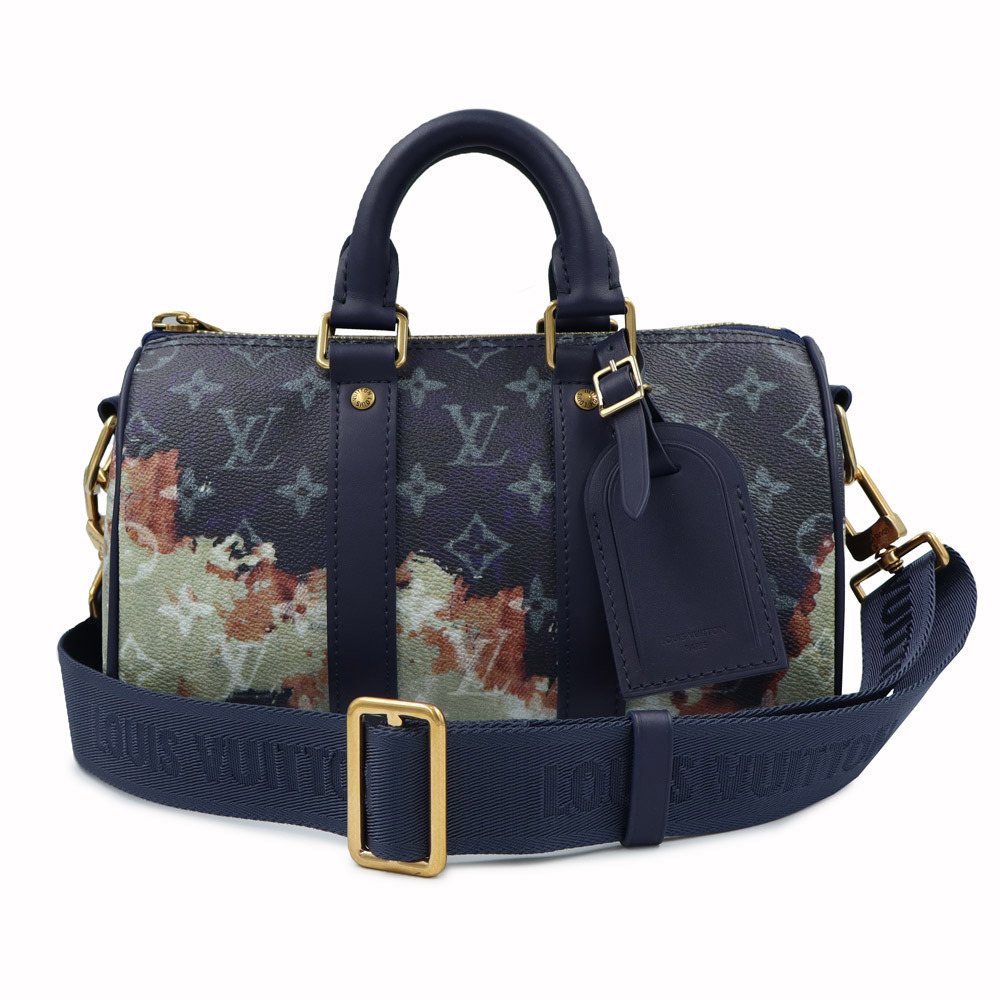 Louis VUITTON Keepall Bandouliere Bleach Navy Blue Shoulder Handbag Crossbody